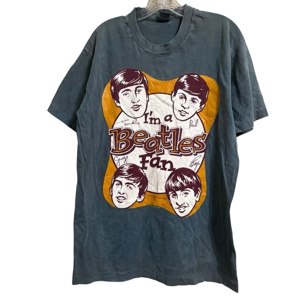 Vintage 90s The Beatles T Shirt Size LG Rock Band Tour Fan Club John Lennon